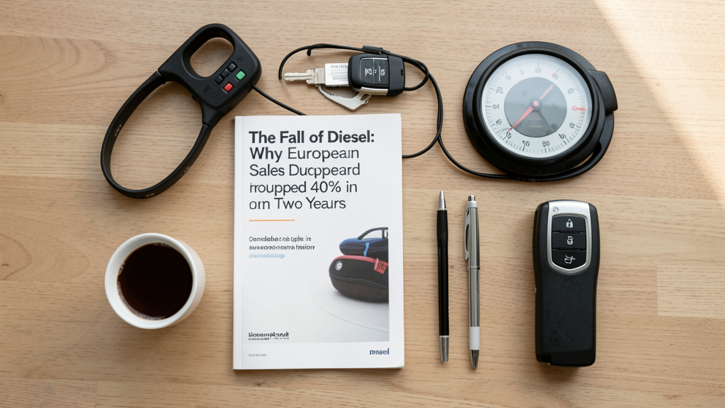 Editorial image illustrating The Fall of Diesel: Why European Sales Dropped 40% in Two Years